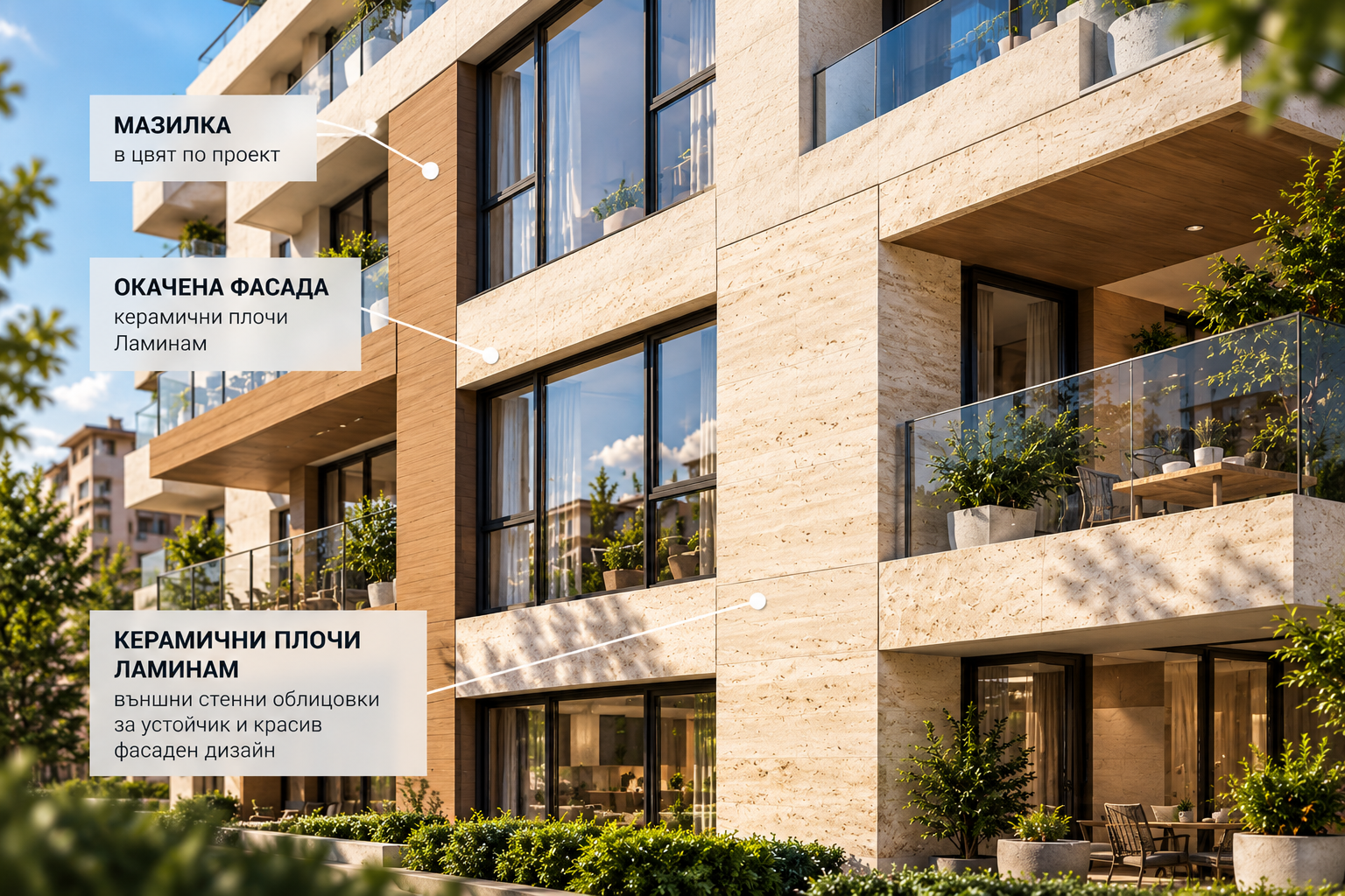 Modern Facade with Bulgarian Callouts